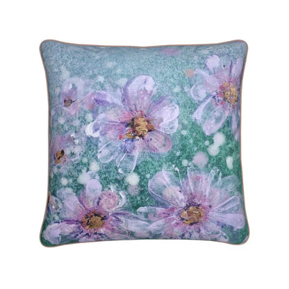 Lilac String of Lights Wisteria Soft Velvet Cushion with Piping Detail