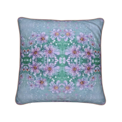 Lilac String of Lights Wisteria Soft Velvet Cushion with Piping Detail