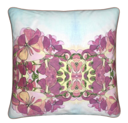 Pink Sybil Kaleidoscope Bayonne Cushion with Piping Detail